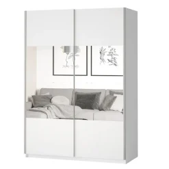 Armadio 120x210h cm 2 ante scorrevoli con specchio bianco opaco Pascal Gihome®