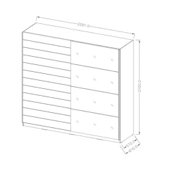 Armadio 200x210h cm 2 ante scorrevoli con specchio bianco frassinato Cortina Gihome®