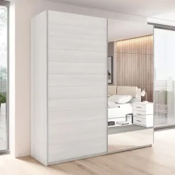 Armadio 200x210h cm 2 ante scorrevoli con specchio bianco frassinato Cortina Gihome®