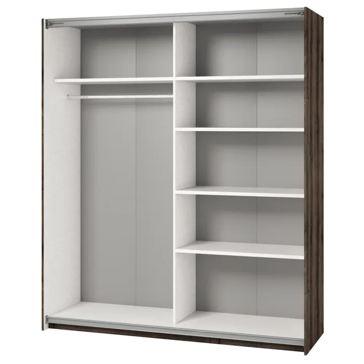 Armadio 180x210h cm 2 ante scorrevoli con specchio moderno rovere scuro Lisbona Gihome®