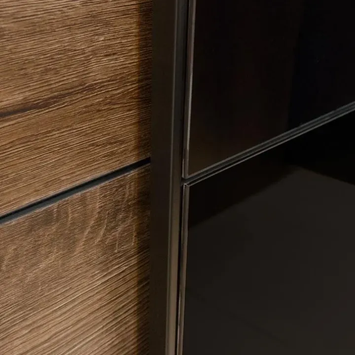 Armadio 270x210h cm 2 ante scorrevoli rovere nero lucido Cortina Gihome®