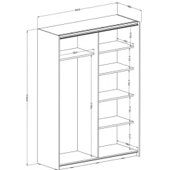 Armadio 150x210h cm 2 ante scorrevoli con specchio nero opaco Pascal Gihome®