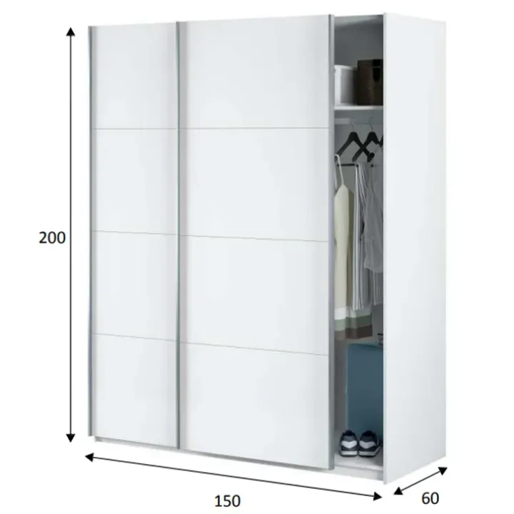 Armadio 150X200h cm 2 ante scorrevoli bianco opaco Taylor