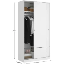 Armadio 100x204h cm 2 ante scorrevoli bianco Royal