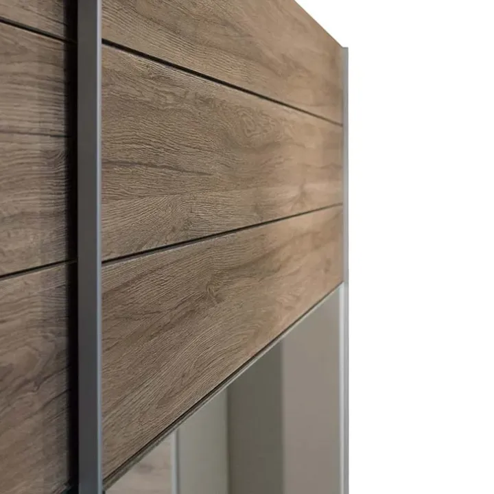 Armadio 270x210h cm 2 ante scorrevoli con specchio rovere scuro Brock Gihome®