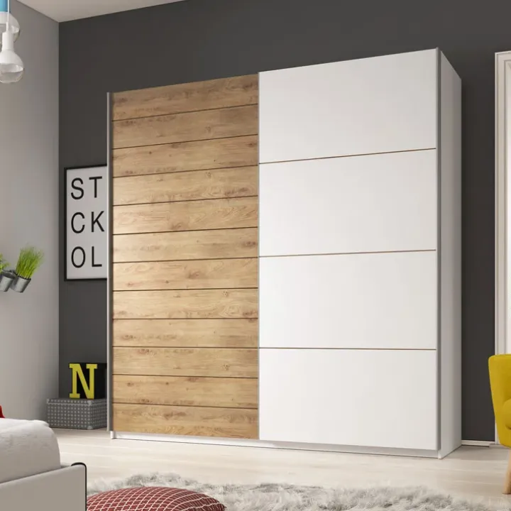 Armadio 200x210h cm 2 ante scorrevoli bianco rovere Nexus Gihome®