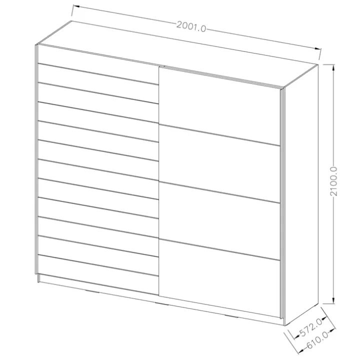 Armadio 200x210h cm 2 ante scorrevoli bianco rovere Nexus Gihome®