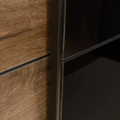 Armadio 200x210h cm 2 ante scorrevoli rovere scuro nero lucido Cortina Gihome®