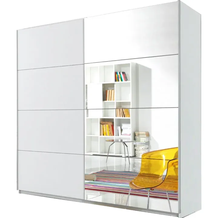 Armadio 200x210h cm 2 ante scorrevoli con specchio bianco opaco Pascal Gihome®
