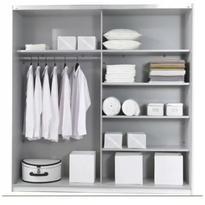 Armadio 200x210h cm 2 ante scorrevoli con specchio bianco opaco Pascal Gihome®