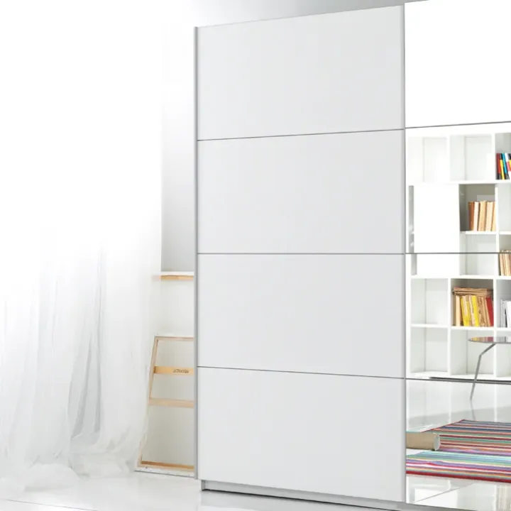 Armadio 200x210h cm 2 ante scorrevoli con specchio bianco opaco Pascal Gihome®