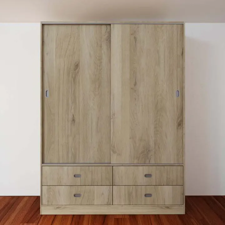 Armadio 150x201h cm 2 ante scorrevoli 4 cassetti rovere sonoma Danubio