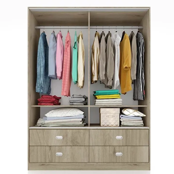 Armadio 150x201h cm 2 ante scorrevoli 4 cassetti rovere sonoma Danubio
