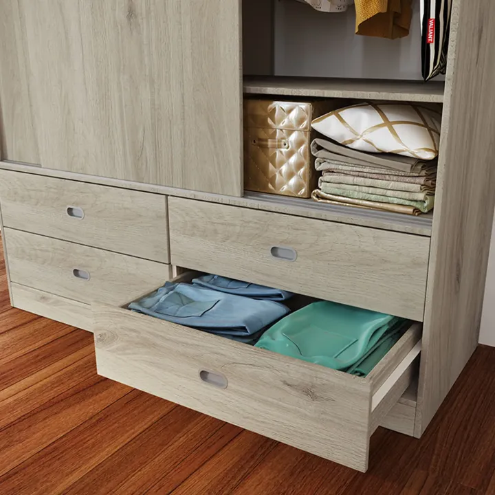 Armadio 150x201h cm 2 ante scorrevoli 4 cassetti rovere sonoma Danubio