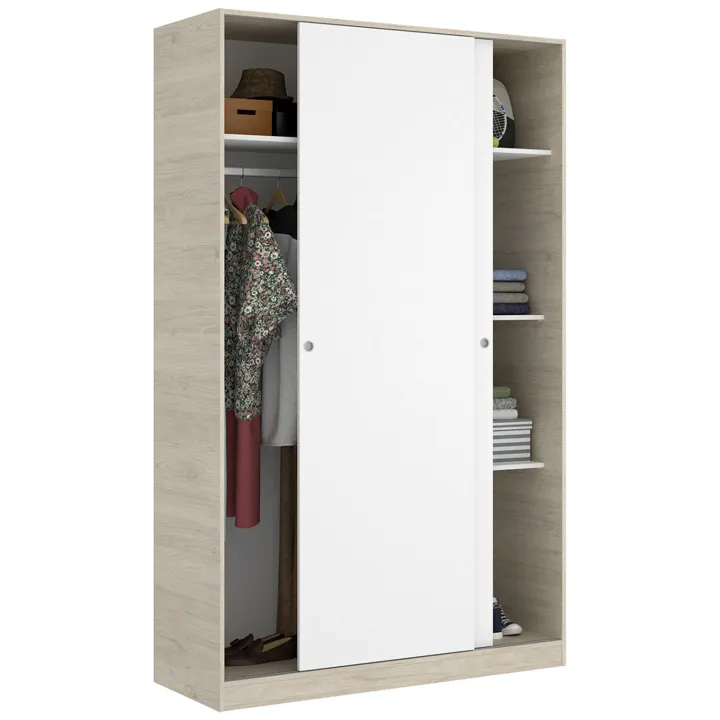 Armadio 120x204h cm 2 ante scorrevoli rovere bianco opaco Royal