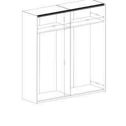 Armadio 200x213h cm 2 ante scorrevoli quercia scuro nero Vulcano