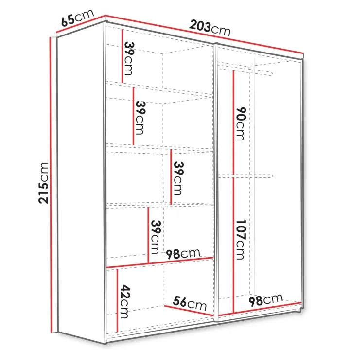 Armadio 203x215h cm 2 ante scorrevoli rovere Duppy