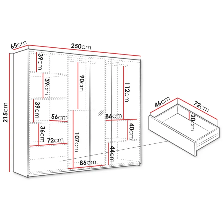 Armadio 250x215h cm 2 ante scorrevoli rovere Duppy