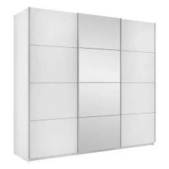 Armadio 250x210h cm 3 ante scorrevoli con specchio bianco Lilly