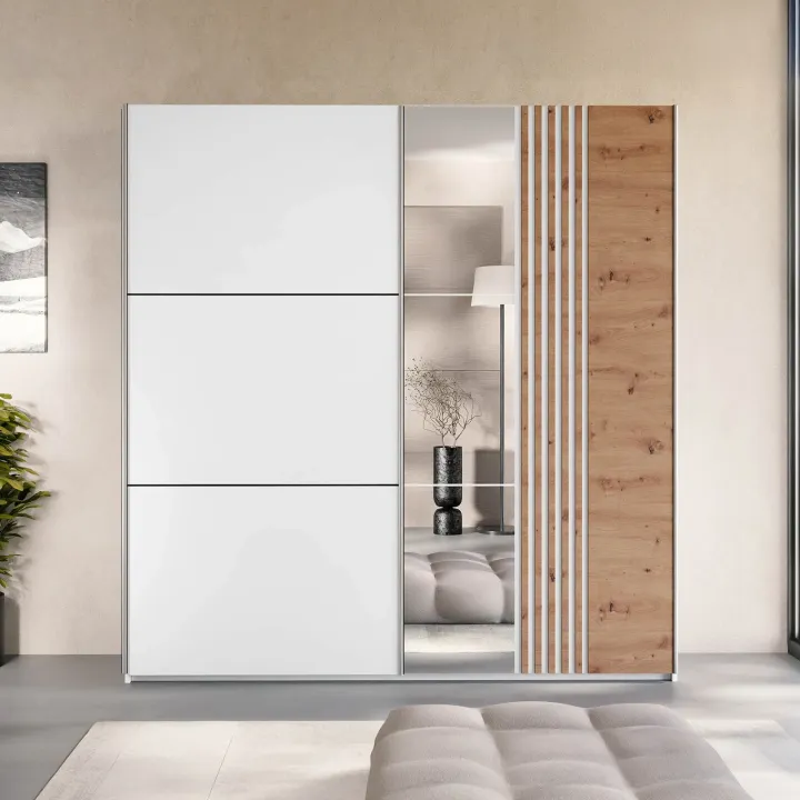 Armadio 203x215h cm 2 ante scorrevoli bianco Duppy