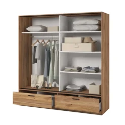 Armadio 180x209h cm 2 ante scorrevoli con specchio 2 cassetti rovere Yve