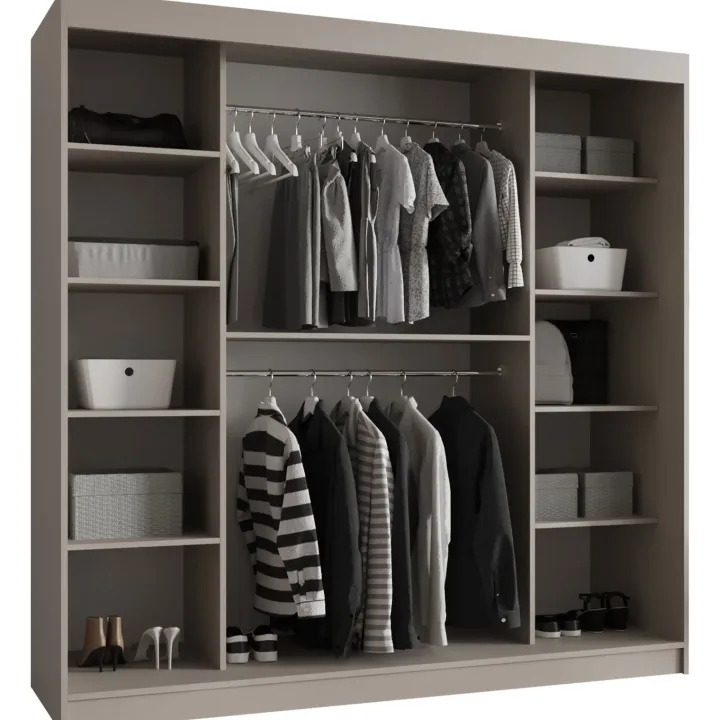 Armadio 200x200h cm 2 ante scorrevoli vetrate beige cashmere Elmor