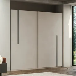 Armadio 220x240h cm 2 ante scorrevoli beige cashmere antracite Riace