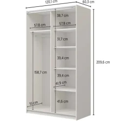 Armadio 120x210h cm 2 ante scorrevoli beige cashmere Procida