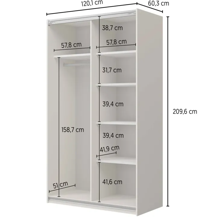 Armadio 120x210h cm 2 ante scorrevoli beige cashmere Procida