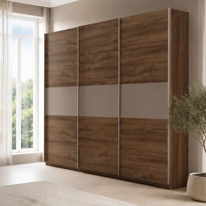 Armadio 270x215h cm 3 ante scorrevoli noce marrone Dusk