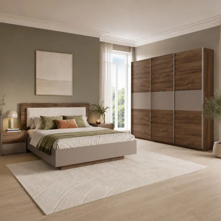 Armadio 270x215h cm 3 ante scorrevoli noce marrone Dusk