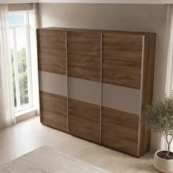 Armadio 270x215h cm 3 ante scorrevoli noce marrone Dusk