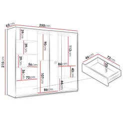 Armadio 250x215h cm 2 ante scorrevoli bianco Duppy