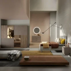 Armadio 275x240h cm 2 ante scorrevoli con specchio marrone bronzo rovere scuro Varry