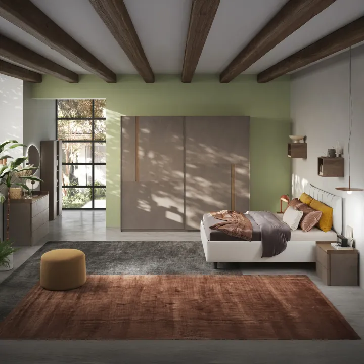 Armadio 275x240h cm 2 ante scorrevoli marrone bronzo rovere scuro Riace