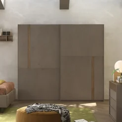 Armadio 220x240h cm 2 ante scorrevoli marrone bronzo rovere scuro Riace