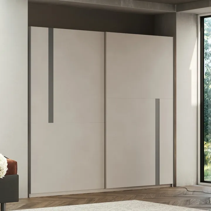 Armadio 275x240h cm 2 ante scorrevoli beige cashmere antracite Riace
