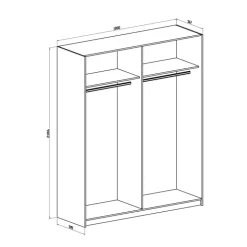 Armadio 180x219h cm 2 ante scorrevoli moderno rovere chiaro specchio Caracas