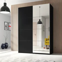 Armadio 120x210h cm 2 ante scorrevoli con specchio nero Pascal Gihome®