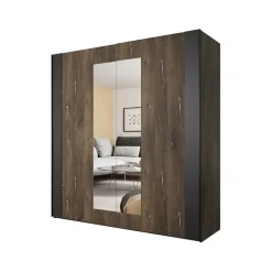 Armadio 200x213h cm 2 ante scorrevoli rovere scuro nero Vulcano