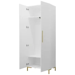 Armadio 74x196h cm 2 ante soggiorno moderno bianco oro Nuvia
