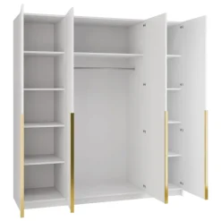 Armadio 200x215h cm 4 ante 2 specchi moderno bianco oro Glammy 4