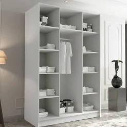 Armadio 150x215h cm 3 ante 3 specchi moderno bianco oro Glammy 3