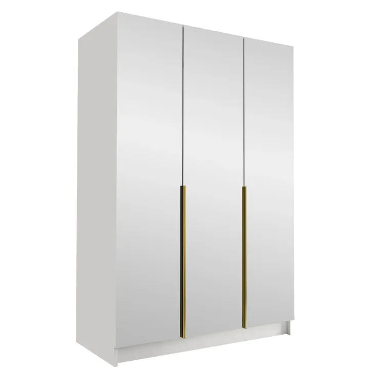 Armadio 150x215h cm 3 ante 3 specchi moderno bianco oro Glammy 3