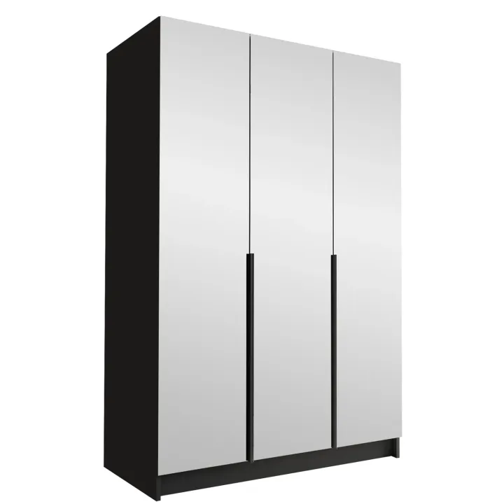 Armadio 150x215h cm 3 ante 3 specchi moderno nero Glammy 3