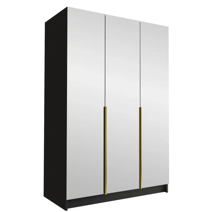 Armadio 150x215h cm 3 ante 3 specchi moderno nero oro Glammy 3