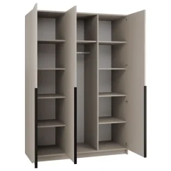 Armadio 150x215h cm 3 ante 3 specchi moderno beige nero Glammy 3