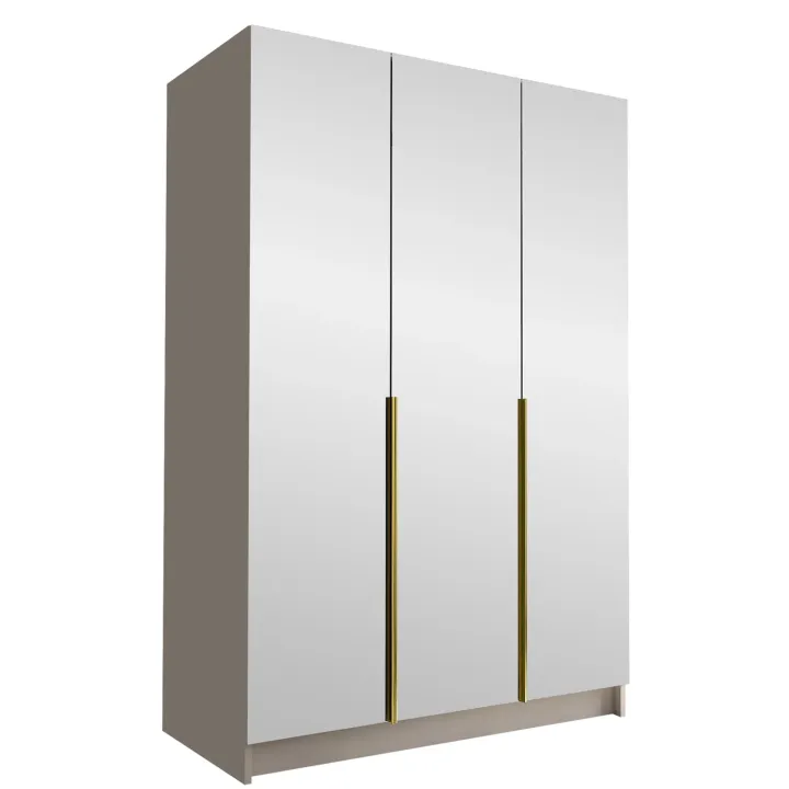 Armadio 150x215h cm 3 ante 3 specchi moderno beige oro Glammy 3
