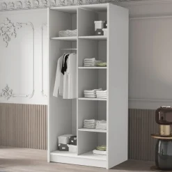 Armadio 100x215h cm 2 ante 2 specchi moderno bianco nero Glammy 2