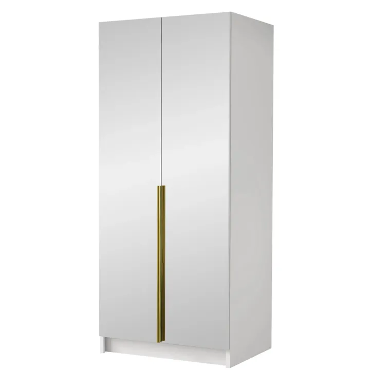 Armadio 100x215h cm 2 ante 2 specchi moderno bianco oro Glammy 2